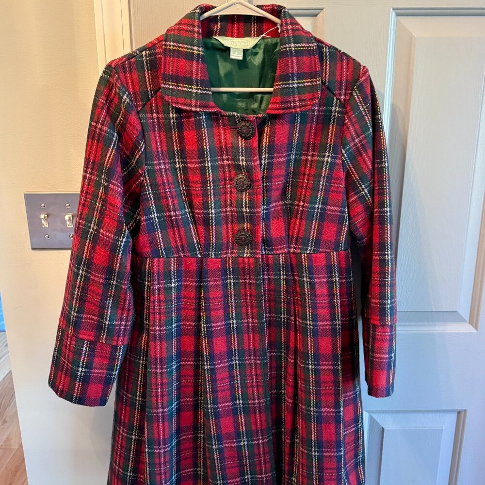 April Cornell Red & Green Plaid Wood Jacket - Women's S/Girls XL - Boden Style
